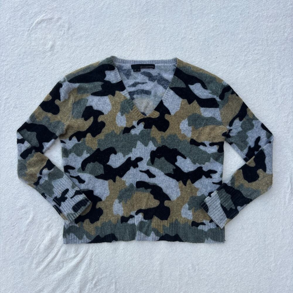 360 Cashmere Camo Sweater Women's XS Camouflage V-Neck Long Sleeve Pullover - Picture 3 of 9